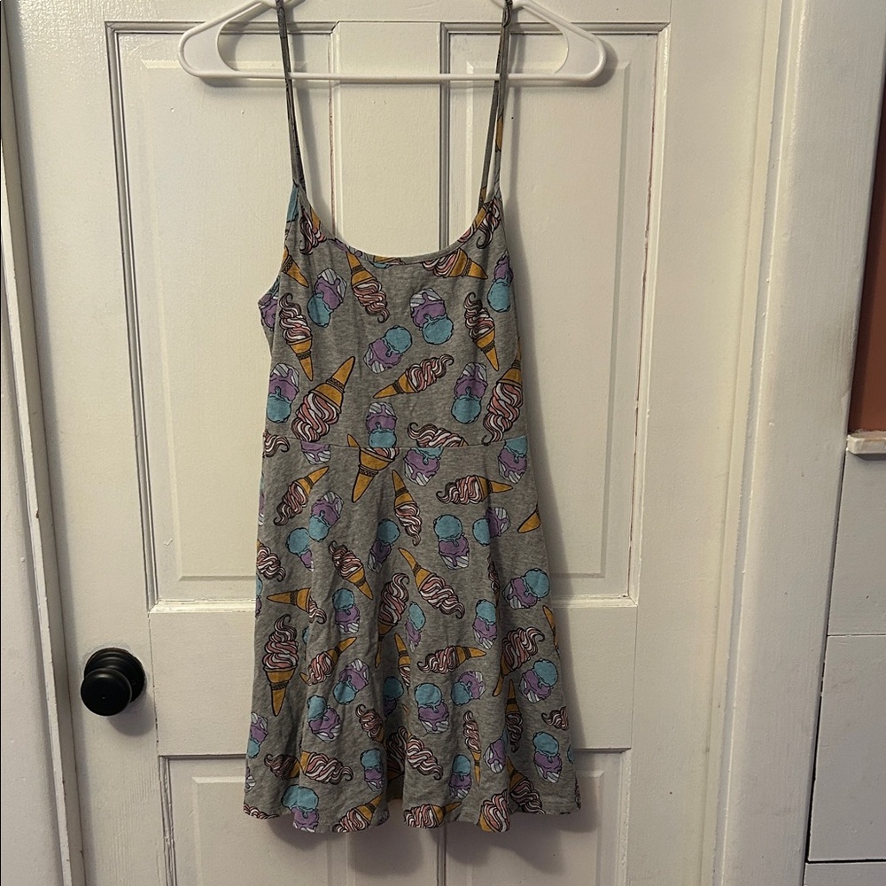 H&M Gray Spaghetti Strap Dress with Colorful Ice Cream Motif